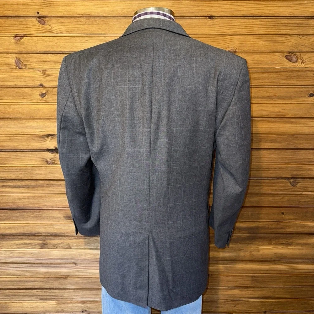 Jos A Bank Mens Suit 2 Piece Set Size 44L Jacket Blazer Pants 38x32 Wool Gray